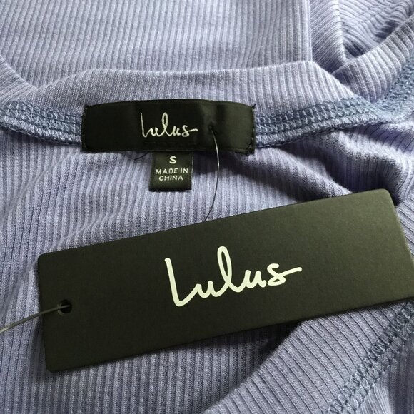 Lulus Rib Knit Button Front Crop‎ Top Light Blue S - Picture 3 of 3